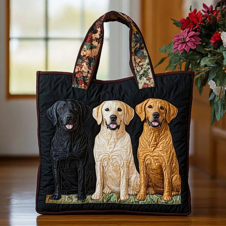 Käsintehty laukku - kolme labradorinnoutajaa
